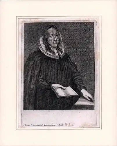 PORTRAIT Lange. (1630 Weidhausen - 1700 Hamburg, evangelischer Theologe). Halbfigur im Dreiviertelprofil. Kupferstich von Th. Hirschmann, Lange, Johann