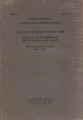 Leonard, Mortimer Demarest (Hrsg.): A list of the insects of New York. With a list of the spiders and certain other allied groups. 