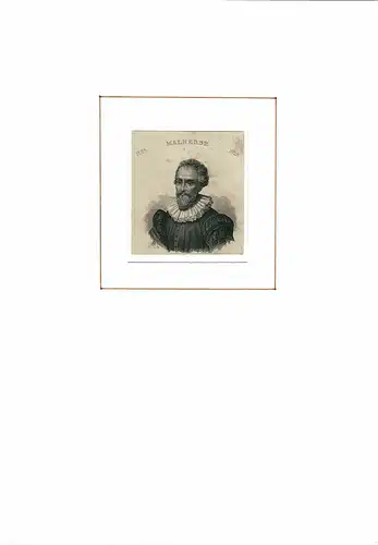 PORTRAIT François de Malherbe. (1555 Caen - 1628 Paris; französischer Dichter und Literaturtheoretiker). Schulterstück im Viertelprofil. Stahlstich, Malherbe, François de