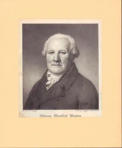 Martens, Andreas Ehrenfried.: PORTRAIT Andreas Ehrenfried Martens. (1755-1828, seit 1823 Oberalter in Hamburg). Brustbild en face. Lithographie v. Gröger und H. Aldenrath nach einem Gemälde von F. C. Gröger. 
