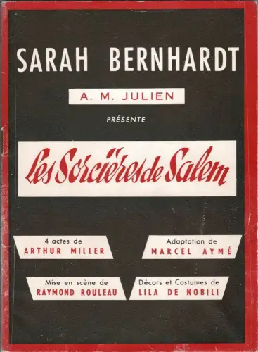 Les sorcières de Salem. Pièce en quatre actes. Adaption de Marcel Aymé, Miller, Arthur