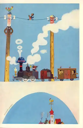 Mohr-Reucker, Maria: Vaters Hut macht eine Reise und andere drollige Geschichten für Kinder. (Bilder und Zeichnungen von Herbert Leupin). 