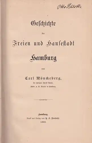 Mönckeberg, Carl: Geschichte der Freien und Hansestadt Hamburg. 