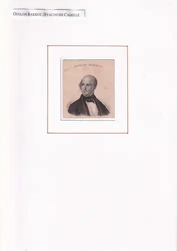 PORTRAIT Hyacinthe Camille Odilon Barrot. (1791 Villefort - 1873 Bougival, französischer Politiker). Schulterstück im Dreiviertelprofil. Stahlstich, Odilon Barrot, Hyacinthe Camille