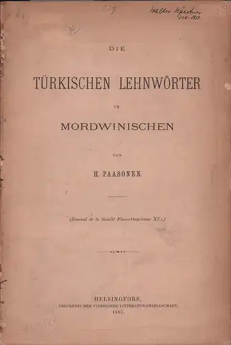 Paasonen, H: Die türkischen Lehnwörter im Mordwinischen. 