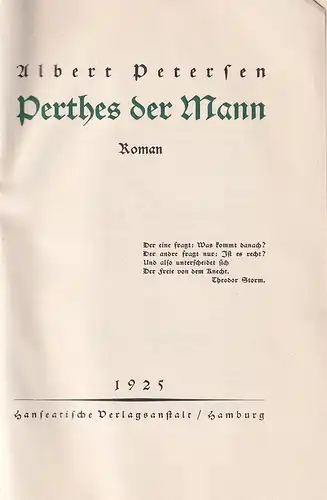 Petersen, Albert: Perthes der Mann. Roman. 