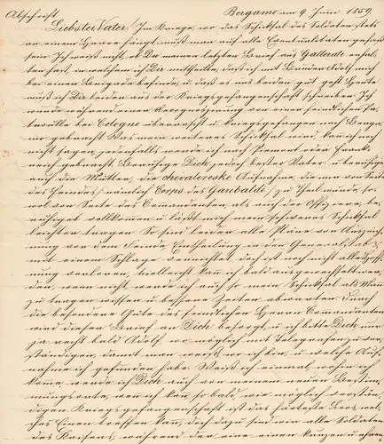 Liebster Vater!. Saubere Abschrift eines Briefes an "Se. Hochwohlgeboren Herren ... J. C. Pittoni Ritter v. Dannenfeldt in Graz", Pittoni [Ritter von Dannenfeld(t)], Ferdinand, österr. Offizier