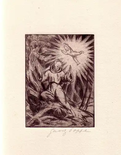 Die Erscheinung. Original-Radierung von Georg Poppe, rechts unterhalb der Darstellung mit Bleistift signiert, Poppe, Georg