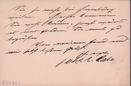 Rabe, Johannes E.,  Volkskundler (1838-1924): Eigenh. Karte mit U. 17 Zeilen in schwarzer Tinte. 
