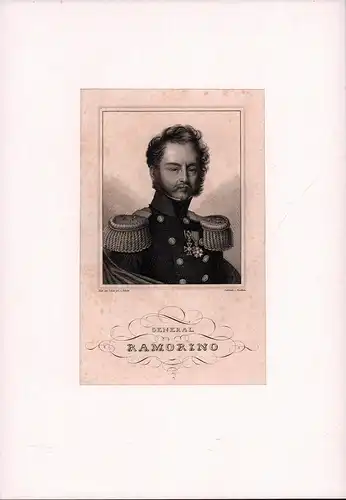 PORTRAIT Ramorino. (1792 Genua - 1849 Turin, General). Brustbild im Dreiviertelprofil. Stahlstich, Ramorino, Girolamo