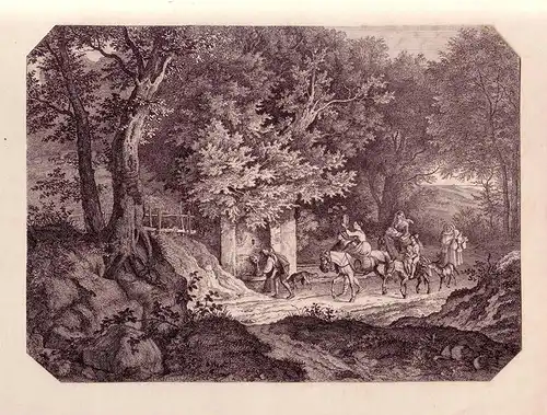 Waldbrunnen bei Ariccia. Radierung, Richter, Ludwig
