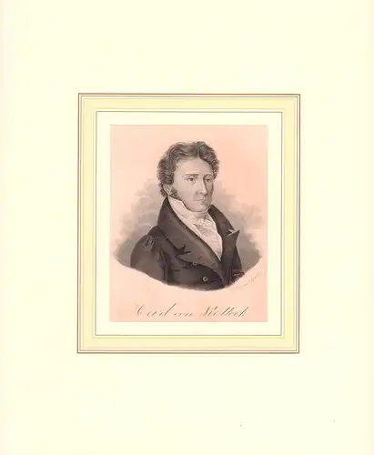 PORTRAIT Carl von Rotteck. (1775 Freiburg i. Br. - 1840 ebda., Historiker u. liberaler Politiker). Brustbild im Dreiviertelprofil. Stahlstich von C. L. Frommel, Rotteck, Carl von, pseud. [i.e. Karl Wenzeslaus Rodeckher]