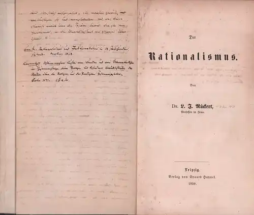 Rückert, L. I. [Leopold Immanuel]: Der Rationalismus. 