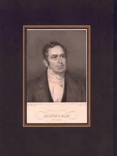 PORTRAIT Schönlein. (1793 Bamberg - 1864 ebda., Arzt). Schulterstück im Dreiviertelprofil. Stahlstich, Schönlein, Johann Lukas