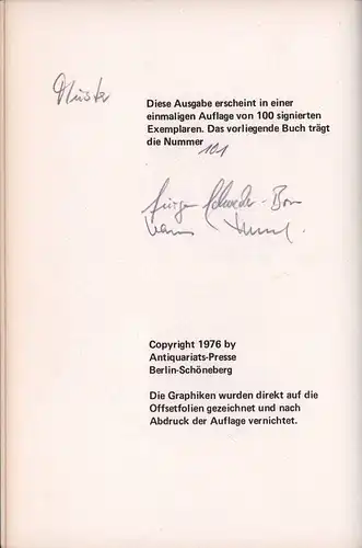 Schroeder-Born, Jürgen: Parzellierungen. Gedichte. Graphiken von Hans L. Kimmel. 