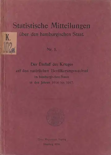 Sköllin, (Helmut) (Hrsg.): Der Einfluß des Krieges auf den natürlichen Bevölkerungswechsel im hamburgischen Staate in den Jahren 1914 bis 1917. 