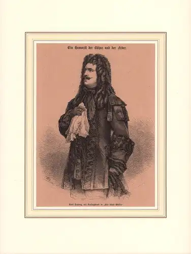 PORTRAIT Karl Sontag. (1828 Berlin - 1900 Dresden, Schauspieler). Kniestück im Halbprofil. Holzstich von Adolf Neumann, überschrieben "Ein Humorist der Bühne und der Feder", Sontag, Karl