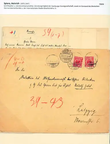 Eigenhändige Manuskripte. Ohne U., Ort u. Jahr. Mit schwarzer Tinte in deutscher Kurrentschrift. Charlottenburg [1897], Spiero, Heinrich (1876-1947), Schriftsteller u. Literaturhistoriker
