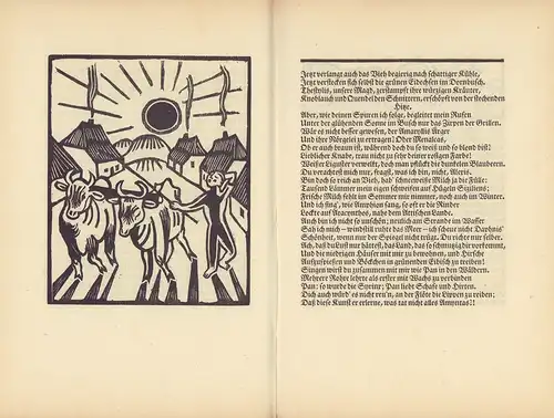 Vergilius Maro, P. [Publius]: Bucolica. Hirtengedichte. Deutsch von Theodor Haecker. Mit zwanzig Holzschnitten von Richard Seewald. 