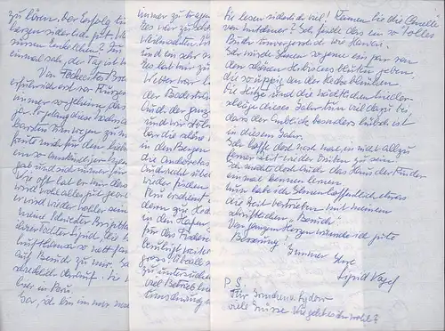 Vogel, Sigrid: Eigenhändiger sechsseitiger Brief mit Unterschrift. Andalucia 156, 22. Januar 1973. 