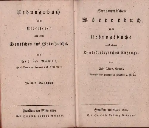 Vömel, Joh. Theodor: Synonymisches Wörterbuch zum Uebungsbuche nebst einem dialektologischen Anhange. 