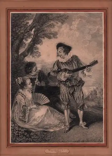 Le Lorgneur. Kupferstich, gestochen von G. Scotin, Watteau, Antoine