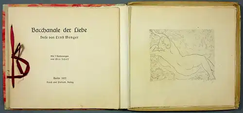 Wenger, Ernst: Bacchanale der Liebe. Verse von Ernst Wenger. Mit 7 Radierungen von Otto Schoff. 