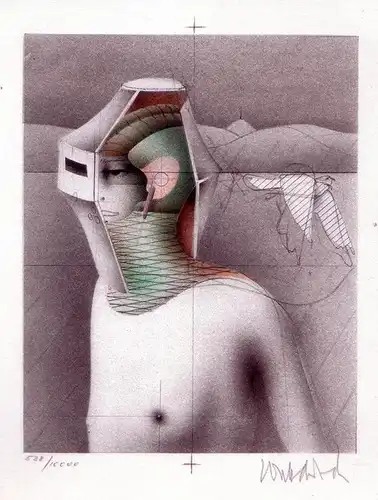 Weiblicher Halbakt. Farblithographie, Wunderlich, Paul