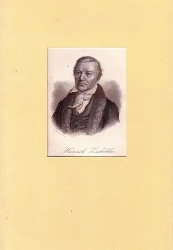 PORTRAIT Zschokke. (1771 Magdeburg - 1848 b. Aarau, Schriftsteller, Pädagoge, Sozialreformer). Brustbild im Dreiviertelprofil. Stahlstich von M. Lämmel