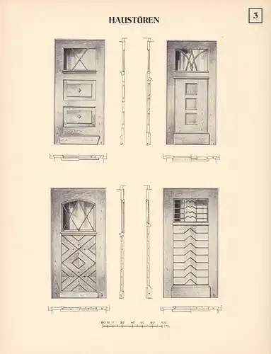 Das Äußere des Hauses. Vorlagen für Haustüren, Haustore, Ladentüren, Ladeneingänge und Schaufenster, Schaukasten, Fenster und Fensterladen, Balkontüren und Balkonbrüstungen, Gartentore und -zäune. 