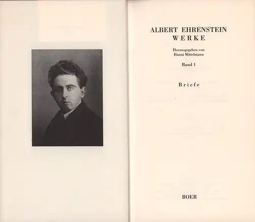 Ehrenstein, Albert: Briefe. Hrsg. von Hanni Mittelmann. 