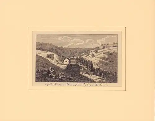 Capelle Maria zum Schnee auf dem Rigiberg in der Schweiz. Kupferstich