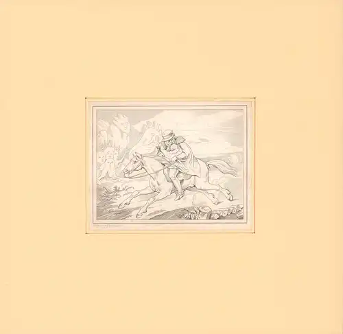 Szene aus Erlkönig. Stahlstich von W. Pobuda [nach Julius Nissle], Goethe, Johann Wolfgang von