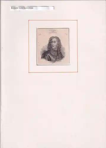 PORTRAIT Eugen von Savoyen. (1663 Paris - 1736 Wien, österreichischer Feldherr). Brustbild im Halbprofil. Stahlstich, Eugen von Savoyen