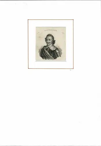 PORTRAIT Gottfried Heinrich zu Pappenheim. (1594 Treuchtlingen - 1632 Leipzig. derutscher General). Schulterstück im Halbprofil. Stahlstich, Pappenheim, Gottfried Heinrich zu