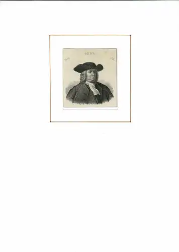 PORTRAIT William Penn. (1644 London - 1718 Ruscombe, Berkshire. Britischer Kolonisator). Schulterstück im Halbprofil. Stahlstich, Penn, William