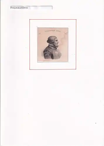 PORTRAIT Pfalzgraf Otto. (um 1175 [Ort unbekannt] - 1209 Oberndorf, Pfalzgraf).  Schulterstück en profil. Stahlstich, Pfalzgraf Otto