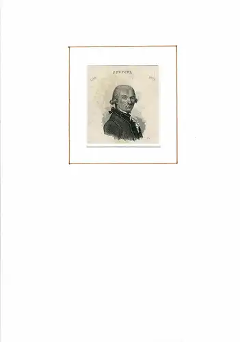 PORTRAIT Gottlieb Conrad Pfeffel. (1736  Colmar - 1809 ebenda, französischer Schriftsteller). Schulterstück im Dreiviertelprofil. Stahlstich, Pfeffel, Gottlieb Conrad