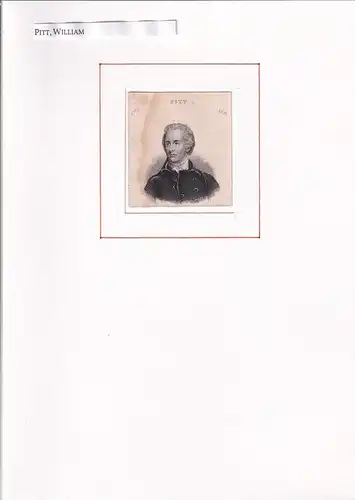 PORTRAIT William Pitt. (1759 Hayes, Kent - 1806 Putney bei London. britischer Politiker).  Schulterstück im Halbprofil. Stahlstich, Pitt, William
