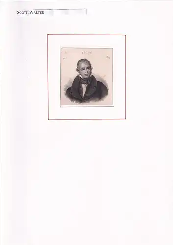 PORTRAIT Sir Walter Scott. (1771 Edinburgh - 1832. Britischer Schriftsteller).  Schulterstück im Dreiviertelprofil. Stahlstich, Scott, Walter