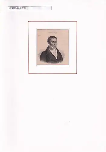 PORTRAIT Eugène Scribe. (1791 Paris - 1861 ebenda. französischer Schriftsteller).  Schulterstück im Halbprofil. Stahlstich, Scribe, Eugène