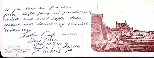Steinwachs, Ginka (geb. 1942), dt. Schriftstellerin u. Performancekünstlerin: Eigenh. Grußkarte mit U. 