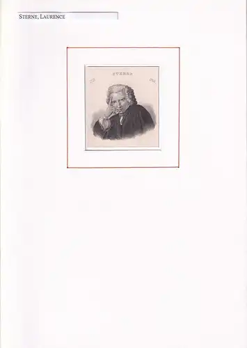 PORTRAIT Laurence Sterne. (1713 Clonmel, Irland - 1768 London. Britischer Schriftsteller). Schulterstück im Dreiviertelprofil. Stahlstich, Sterne, Laurence