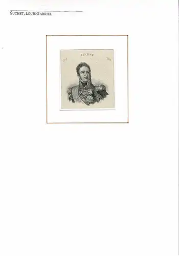 PORTRAIT Louis Gabriel Suchet. (1770 Lyon - 1826 Marseille. Französischer Marschall). Schulterstück im Halbprofil. Stahlstich, Suchet, Louis Gabriel
