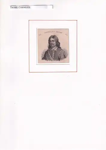 PORTRAIT Cornelius Tromp. (1629 Rotterdam - 1691 ebenda. Niederländ. Marineoffizier). Schulterstück im Halbprofil. Stahlstich, Tromp, Cornelius