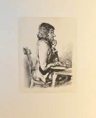 Der Schachspieler III. Original-Kreidelithographie, Weber, A. Paul