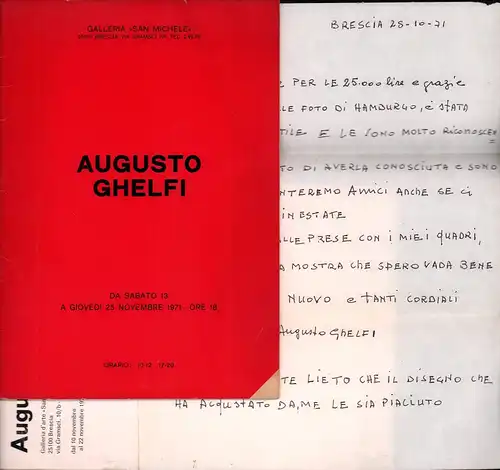 Ghelfi, Augusto (1911-2000), ital. Künstler: Eigenh. Brief mit U. Brescia, 25.10.[19]71. 