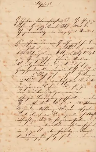 Protokoll der Vereidigung eines neuen Grenzaufsehers auf dem Großherzoglichen Hauptzollamt zu Delmenhorst. Abschrift in deutscher Kurrentschrift. 