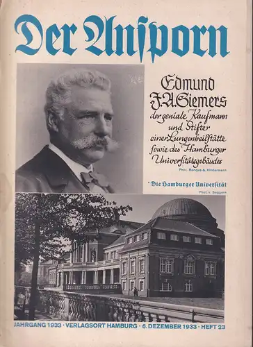 Der Ansporn. Monatlich zweimal erscheinende Zeitschrift. JG. 1933, 6. Dezember 1933, HEFT 23. 
