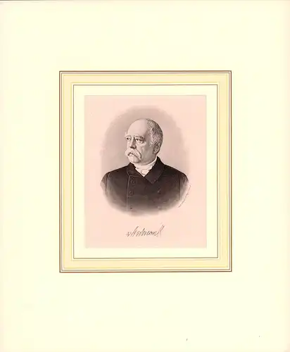 PORTRAIT Bismarck. Schulterstück im Dreiviertelprofil. Stahlstich von Th. Weger mit faksimilierter Unterschrift, Bismarck, Otto Fürst von